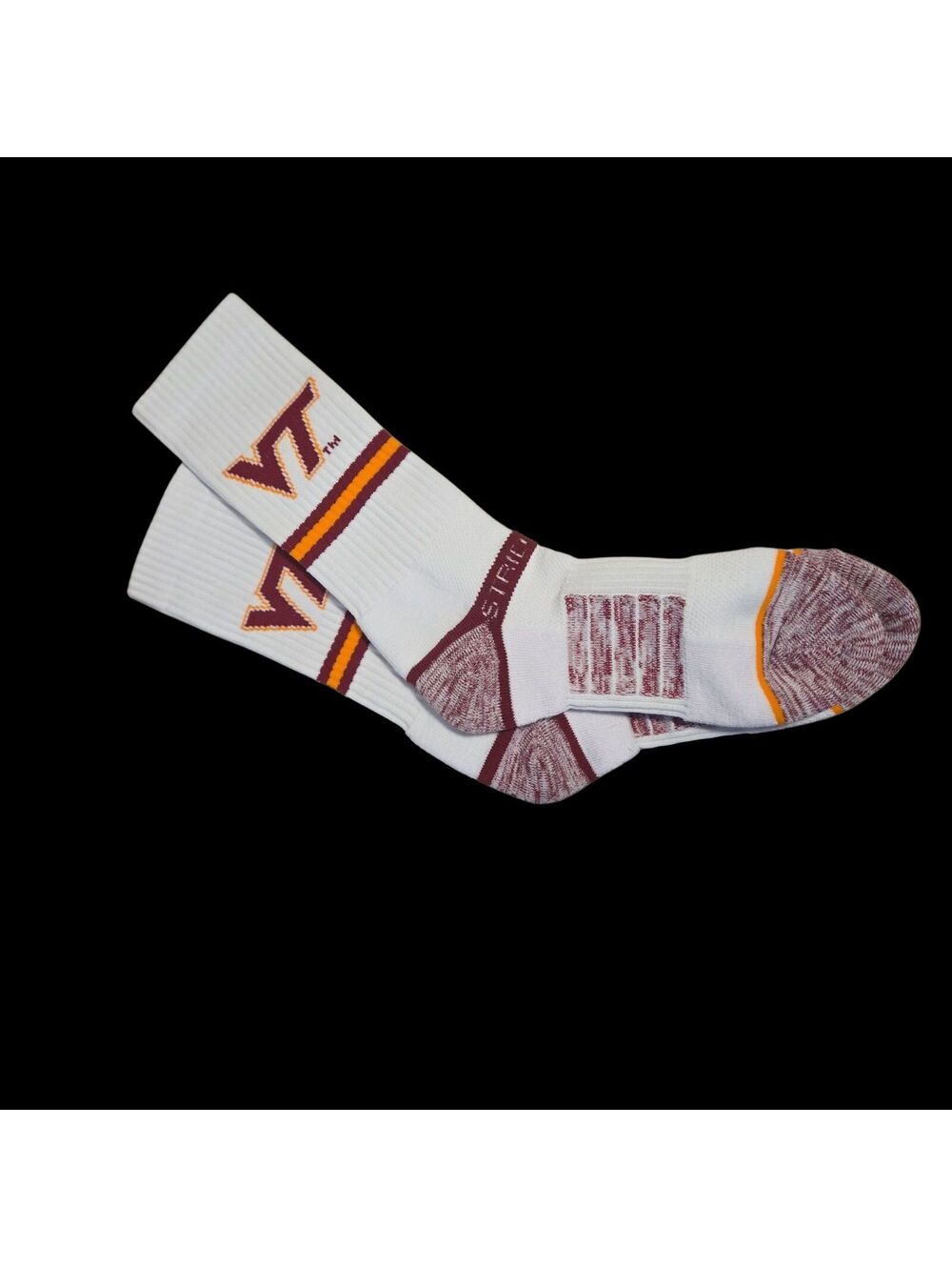 Virginia Tech VT Crew Socks White Maroon Gold